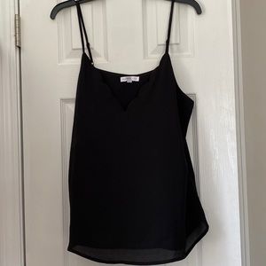 Black Scalloped V-Neck Tank Top